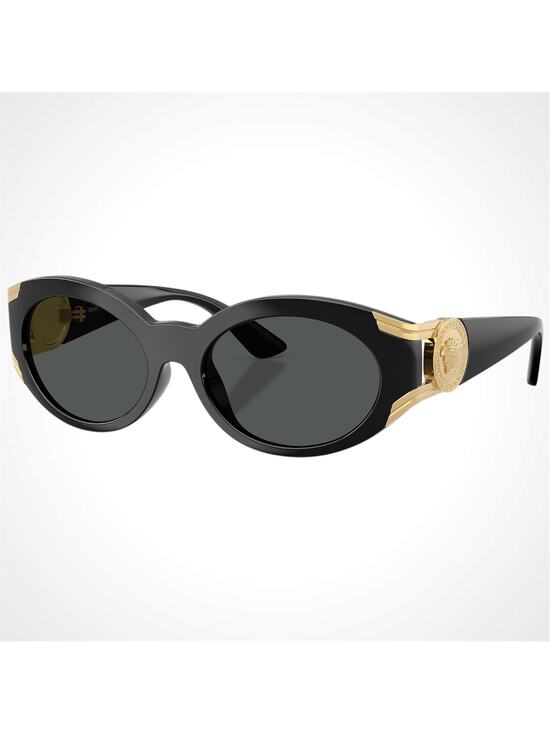 New VERSACE Sunglasses Black Oval Gold Medallion Medusa Retro main image 4